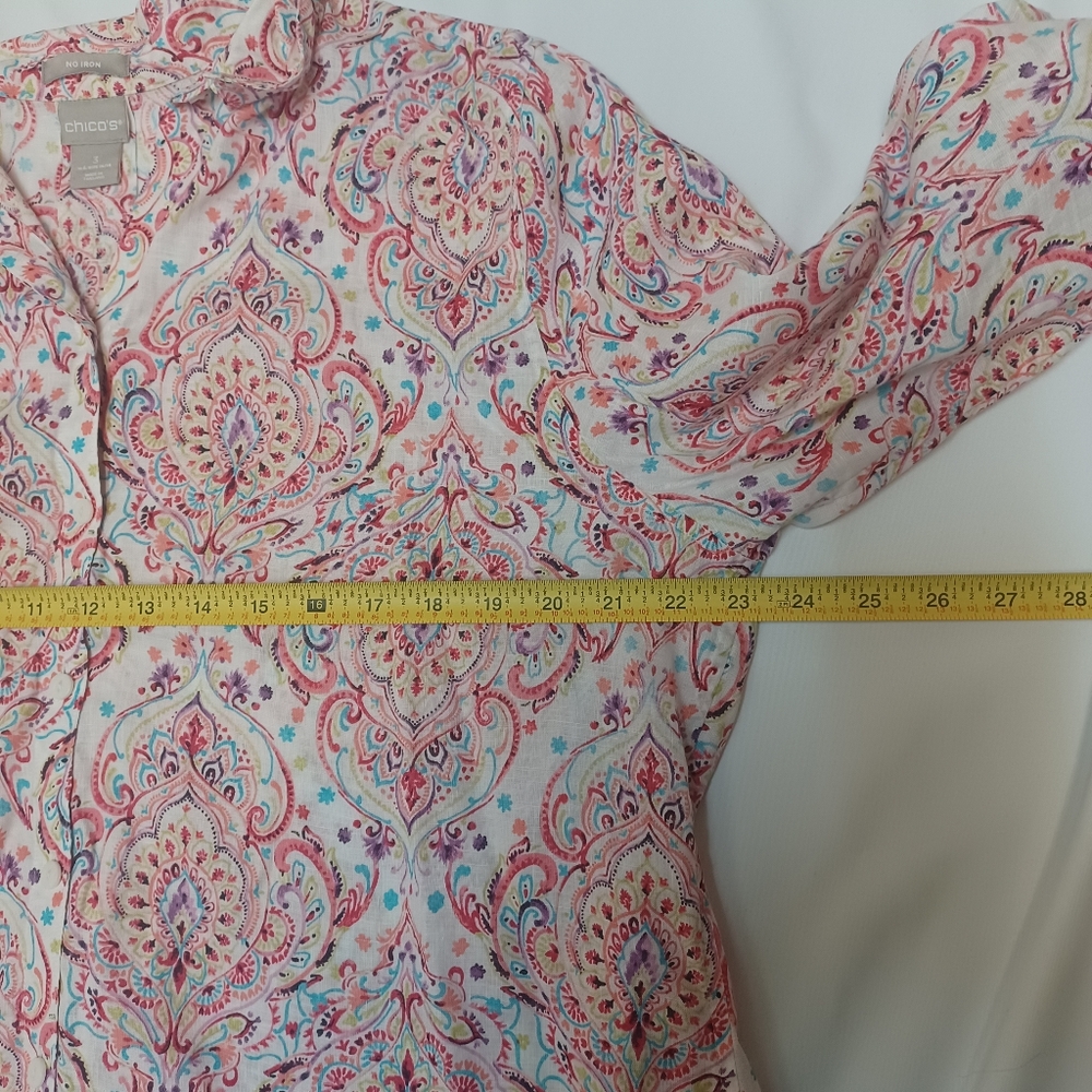 Chico's Women Size 16/18   Multicolor Paisley Blouse - Picture 10 of 11
